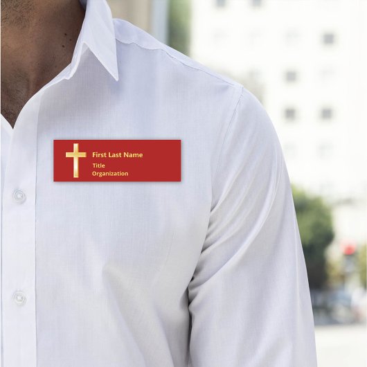 Porte-nom Balise de nom acrylique Christian Gold Cross