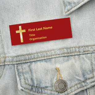 Porte-nom Balise de nom acrylique Christian Gold Cross