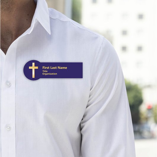 Porte-nom Balise de nom chrétien Gold Cross