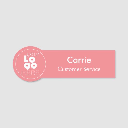 Porte-nom Balise de nom de l'employé sur le logo rond rose (Devant)