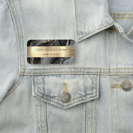 Porte-nom Balise de nom de l'huile d'or d'Agate noire (En situation)