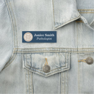 Porte-nom Balise de nom de marque Blue-Grey avec logo