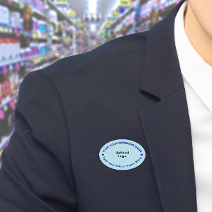 Porte-nom Balise de nom de marque commerciale Bleu clair ova