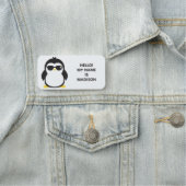 Porte-nom Balise de nom de pingouin mignon de texte et de co (En situation)