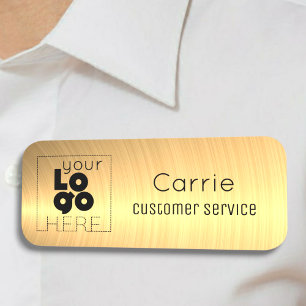 Porte-nom Balise de nom de votre logo brossé en laiton mét