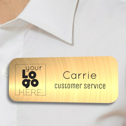 Porte-nom Balise de nom de votre logo brossé en laiton métal