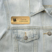 Porte-nom Balise de nom de votre logo brossé en laiton métal (En situation)