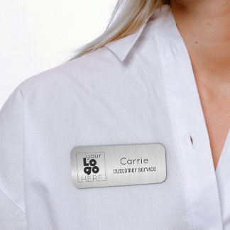 Porte-nom Balise de nom de votre logo brossé métal métalliqu