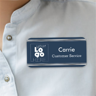 Porte-nom Balise de nom du logo d'entreprise marine et argen