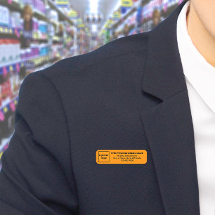 Porte-nom Balise de nom du long rectangle orange de marque c