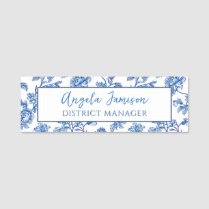 Porte-nom Balise de nom Floral Blue Chinoiserie