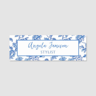 Porte-nom Balise de nom Floral Blue Chinoiserie