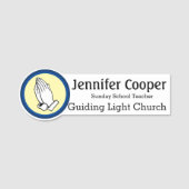 Porte-nom Balise de nom Praying Hands Custom Text Church Bad (Devant)