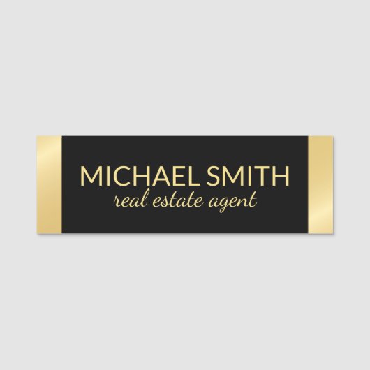 Porte-nom Balise de nom professionnel Black and Gold (Devant)
