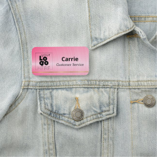 Porte-nom Balise de nom rose chaud brossé avec or