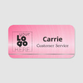 Porte-nom Balise de nom rose chaud brossé de votre logo avec (Devant)