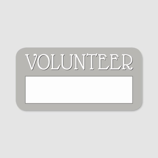 Porte-nom Balise de nom Simple, Grey "VOLUNTEER" (Devant)