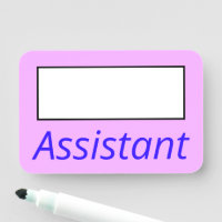 Balise de nom Simple, Rose, Simple "Assistant"