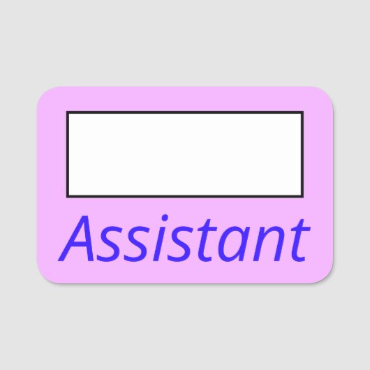 Porte-nom Balise de nom Simple, Rose, Simple "Assistant" (Devant)