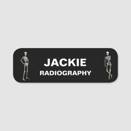 Porte-nom Balise Deux Skeletons Radiology Black Name (Devant)
