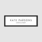 Porte-nom Balise Employé blanc noir (Devant)