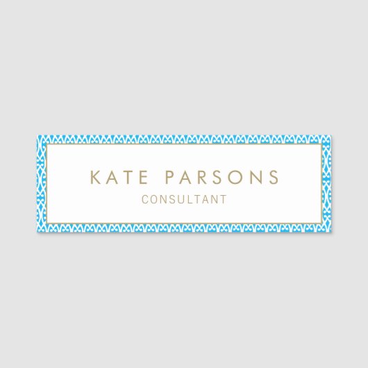 Porte-nom Balise Employé Bordure Bleue Plutôt (Devant)