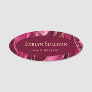 Porte-nom Balise Magenta Red Agate Name