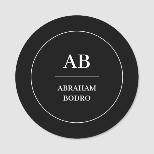 Porte-nom Balise Nom du monogramme noir et blanc | Minimum p (Devant)