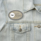 Porte-nom BALISE Taupe Neutre Beige et argenté NOM (En situation)