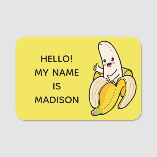 Porte-nom Balises de nom de texte personnalisées Cute Banana (Devant)