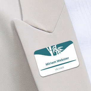 Porte-nom Bamboo Silhouette Life Coach Turquoise & blanc