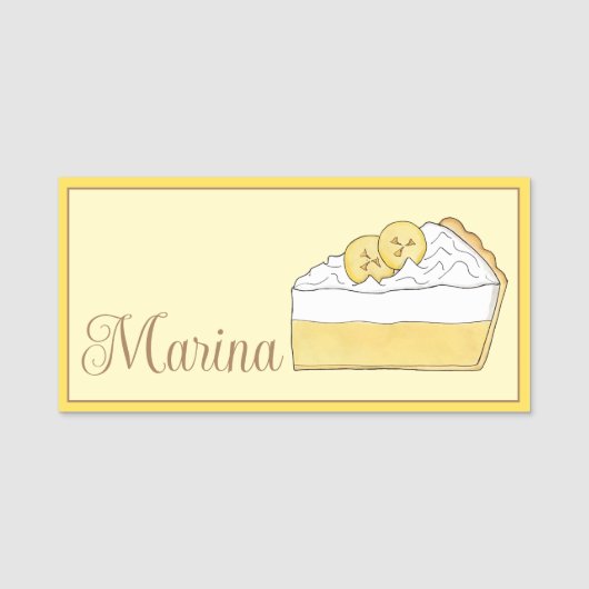 Porte-nom Banana Cream Pie Slice Dessert Cuisson (Devant)