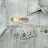 Porte-nom Bande or, Perles de marbre rose (En situation)