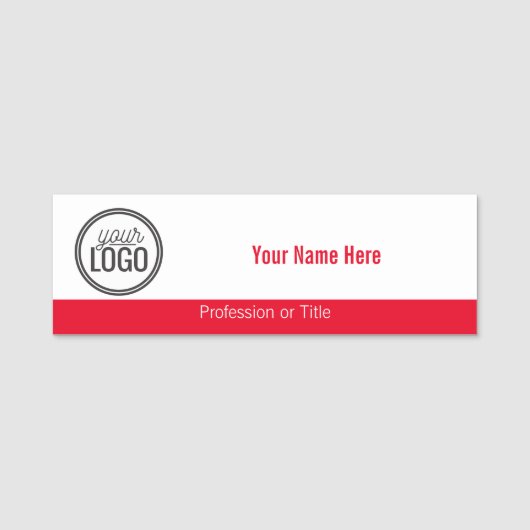 Porte-nom Bande Rouge Simple avec Votre Logo Professionnel (Devant)