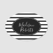 Porte-nom Bandes noires et blanches (Devant)