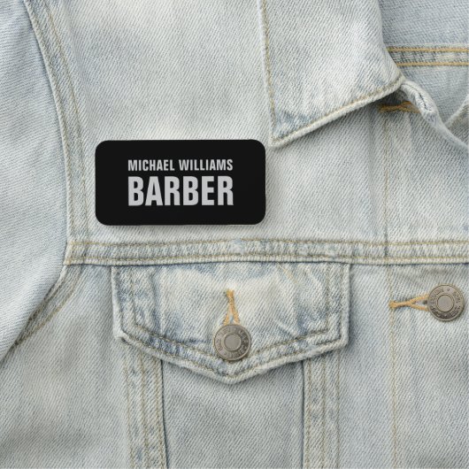 Porte-nom Barber Black Grey Gras Typographie (En situation)