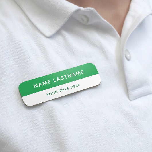 Porte-nom Basic Modern Bright Green White Title Pin Magnetic