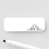 Porte-nom basset blanc (En situation)