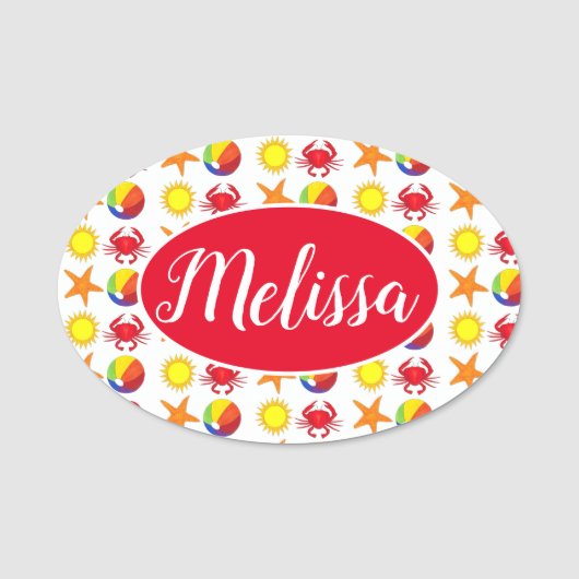 Porte-nom Beach Boardwalk Sun Crab Beachball Starfish (Devant)