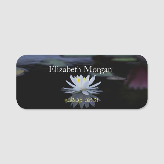 Porte-nom Beau Lotus Blanc, Lac (Devant)