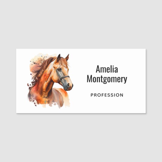 Porte-nom Beau Sorrel Horse Portrait (Devant)