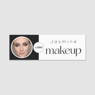 Porte-nom Beauté professionnelle MUA Photo Qr en noir et bla