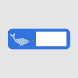 Porte-nom Bébé bleu mignon garçon Narwhal