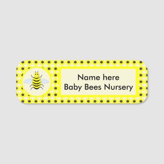 Porte-nom Bébé jaune mignon Bee Genre Nourriture neutre (Devant)