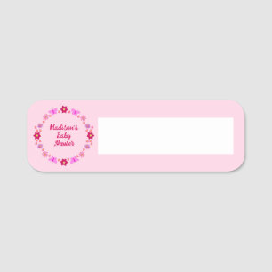 Porte-nom Bébé rose Baby shower papillons et fleurs