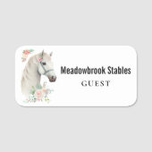 Porte-nom Belle tête de cheval blanc Boho Floral (Devant)