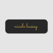 Porte-nom Black and Gold Script  | Stylish Monogram Modern (Devant)