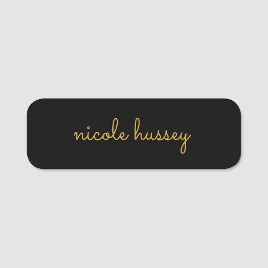 Porte-nom Black and Gold Script  | Stylish Monogram Modern (Devant)