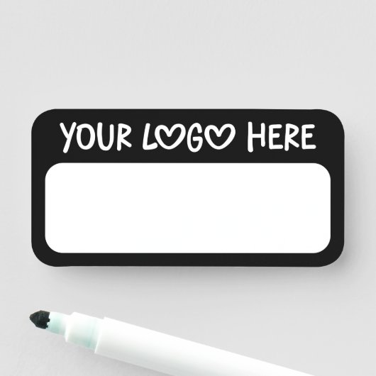 Porte-nom Black and White One Line Business Logo (En situation)