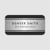 Porte-nom Black borders silver gray gradient name and title (Devant)